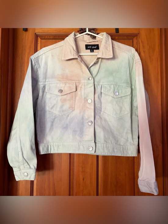 Wet Seal Jackets & Blazers - Denim Jacket Wet Seal Pastel Tie-Dye Jean Jacket in Mint, Pink & Lavender